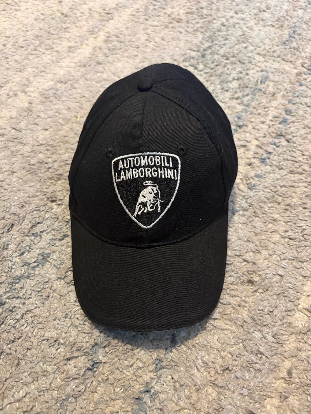 Automobili Lamborghini Black Cotton Baseball Hat Cap Embroidered Crest Shield